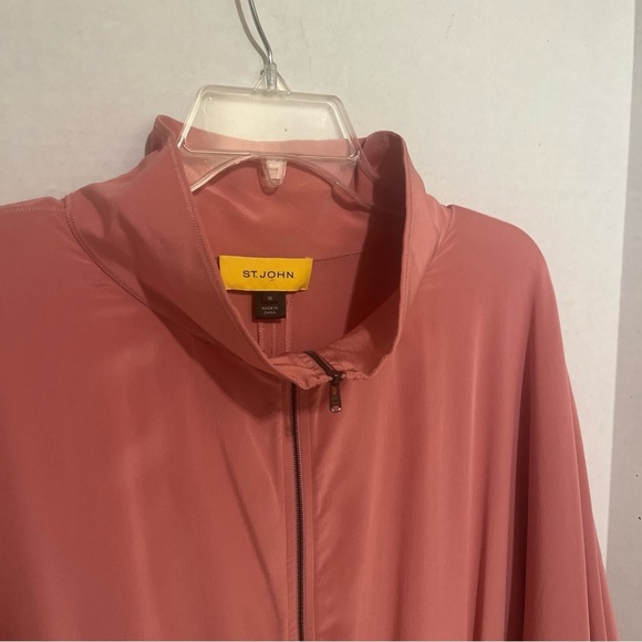 St. John Silk Full Zip Collared Bat Wing Bomber Jacket  Cardigan Mauve Size XL. - Picture 3 of 16